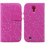 Wholesale Samsung Galaxy S4 Diamond Leather Wallet Case with Stand (Hot Pink)